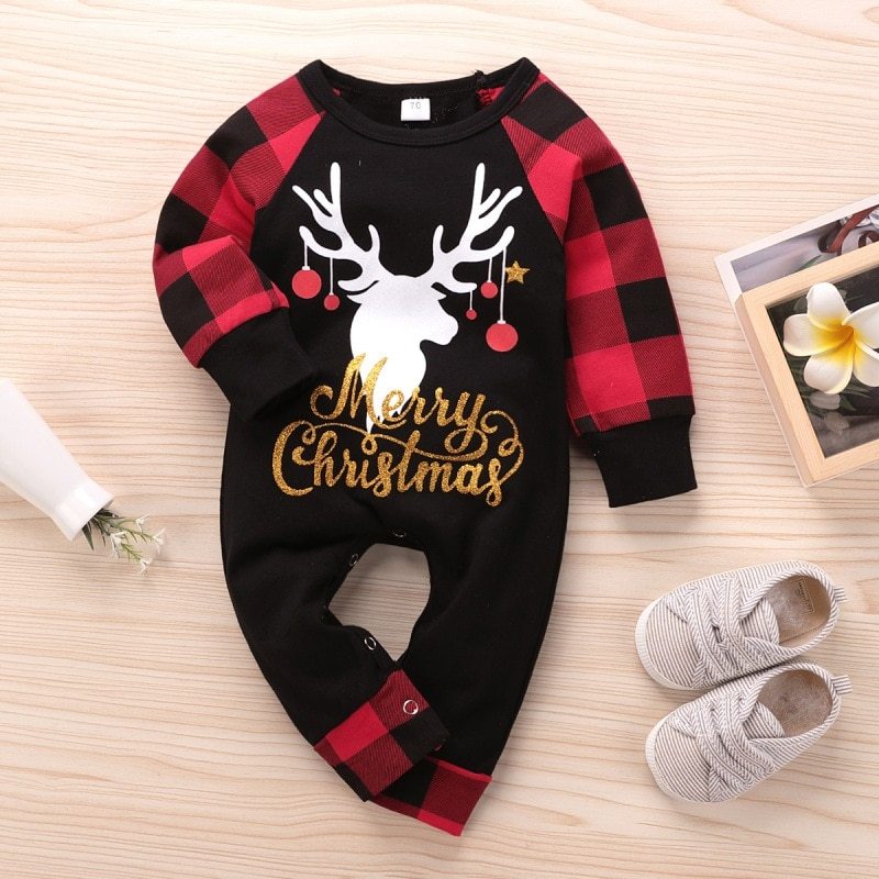 Santa's Elk Christmas Romper